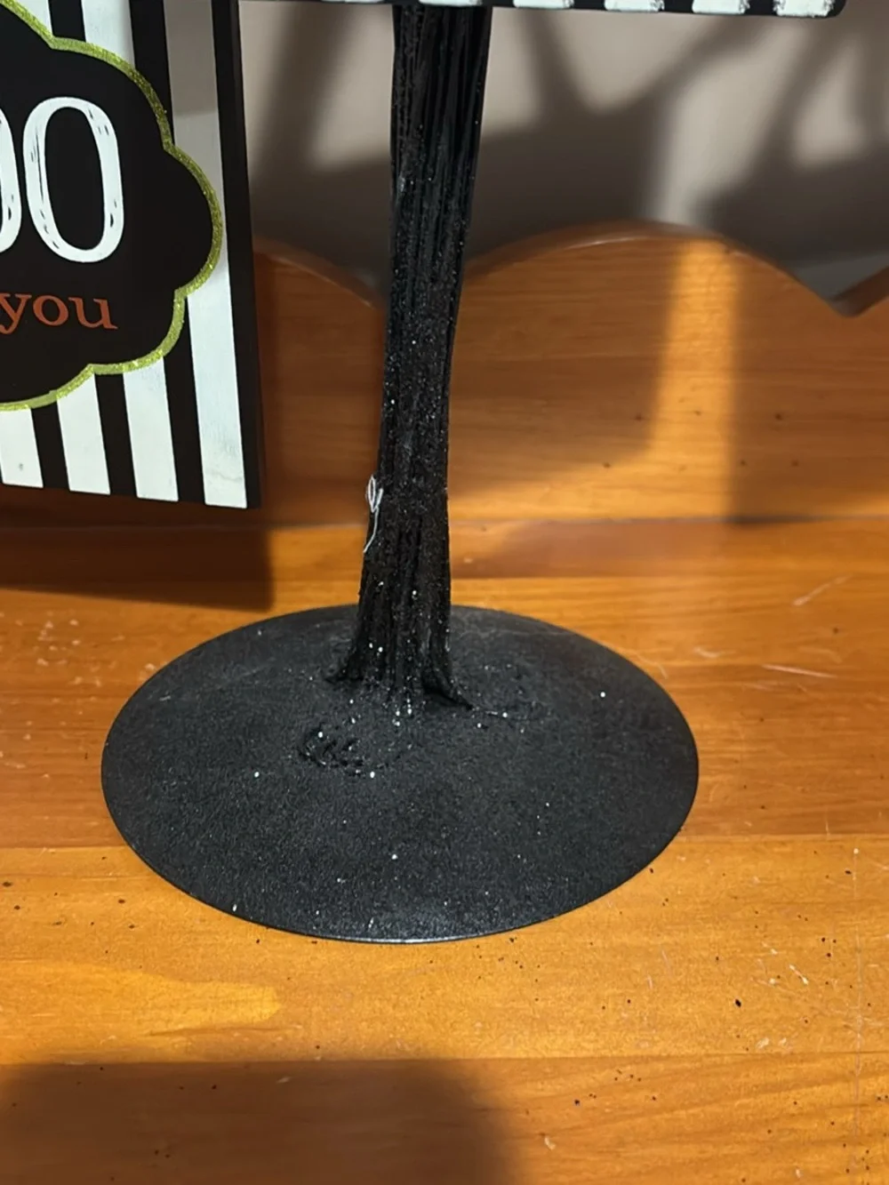 Halloween Trick or Treat Hanging tree with ornaments Black & White Stripe